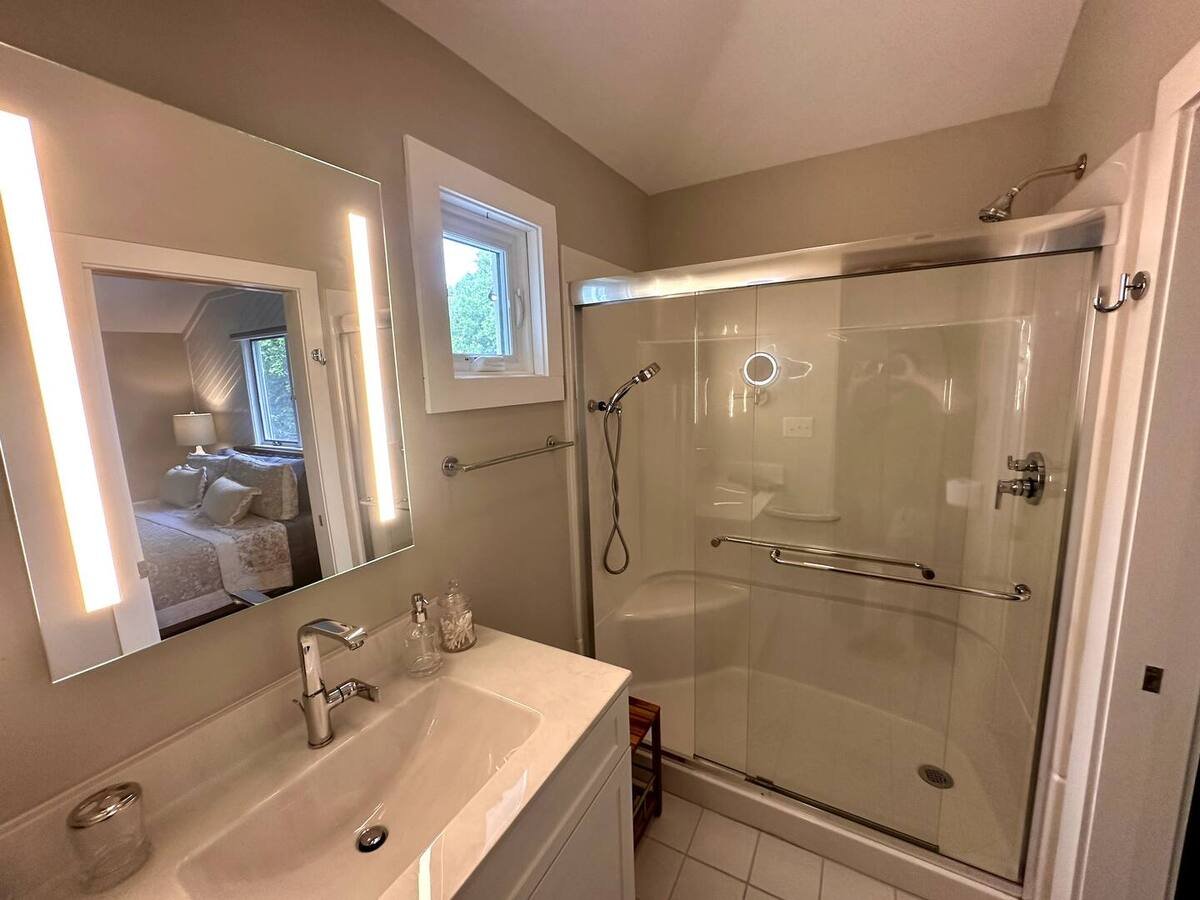 Master bathroom & glass-door shower